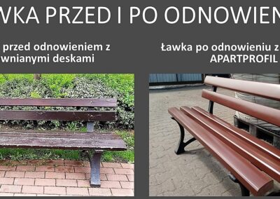 ławka przed i po odnowieniu