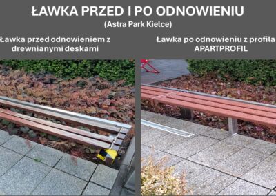 ASTRA KIELCE ławka przed i po odnowieniu